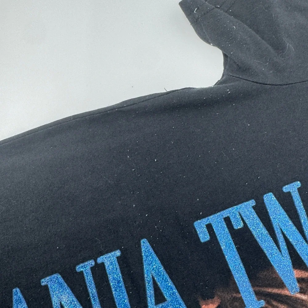 Shania‎ Twain Graphic T-Shirt Mens XL Black Leopard Print Glitter Tour Merch Tee